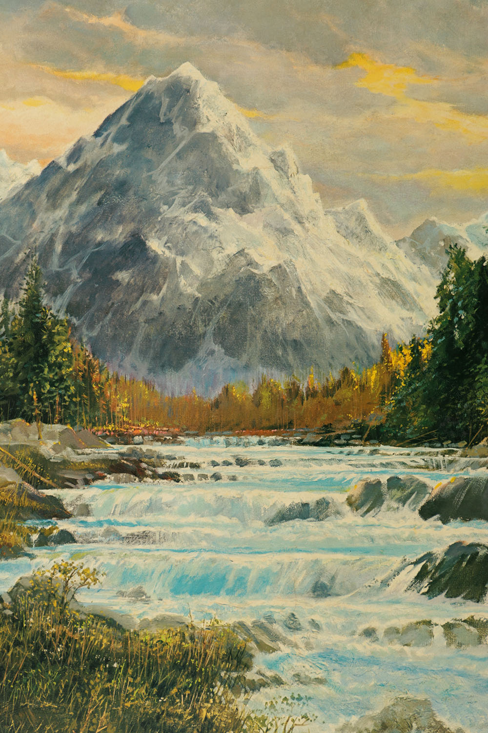 Reproduction Offset Lithograph Poster of a Mountainous Landscape