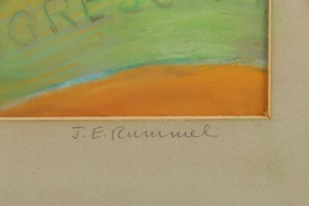 J. E Rummel Pastel Drawing on Paper of Benjamin Franklin