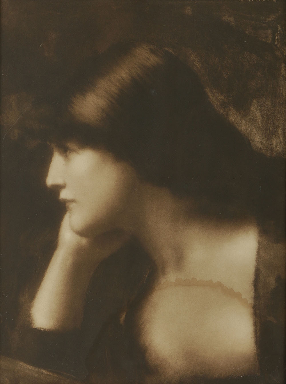 Lithograph on Paper After Oil Portrait on Canvas of Woman