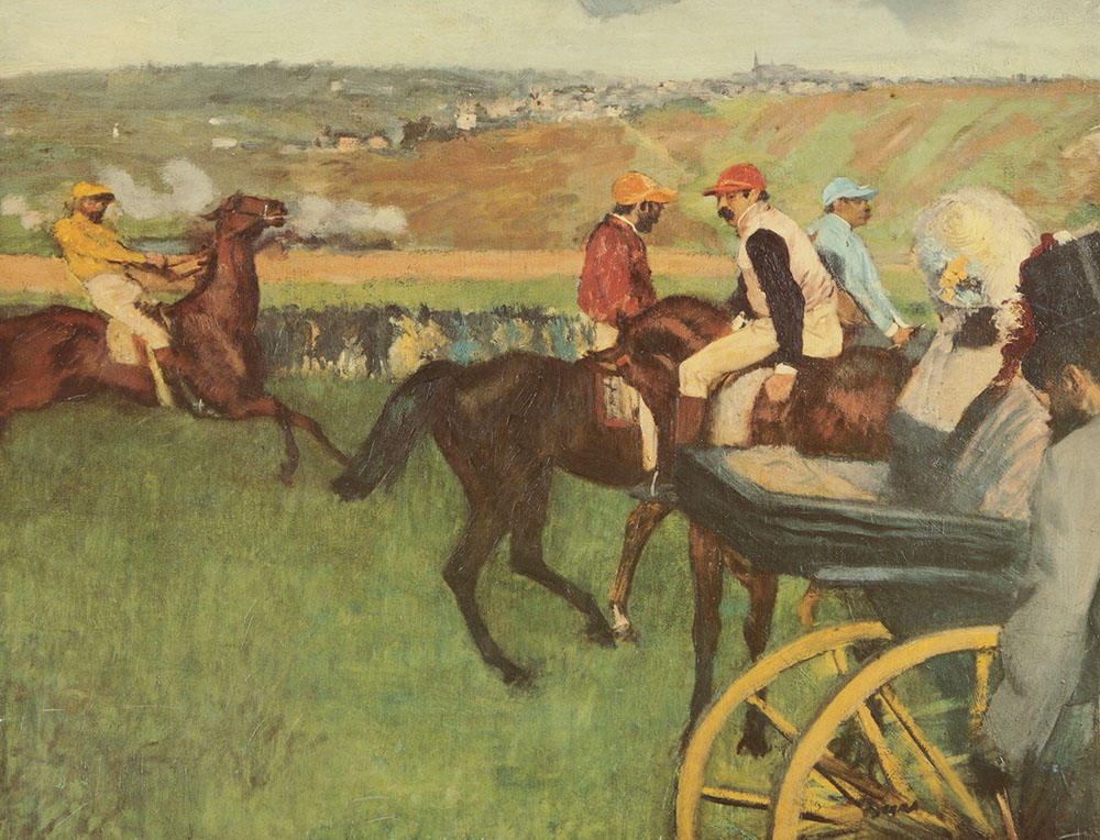 Offset Lithograph After Edgar Degas "At the Races"
