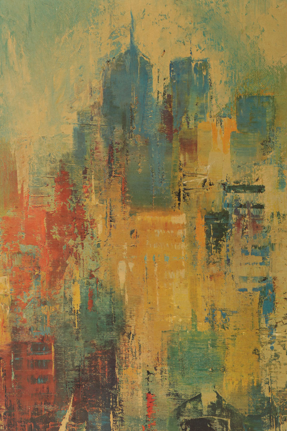 After Jack Laycox Offset Lithograph on Cardboard "Cityscape with Boats"