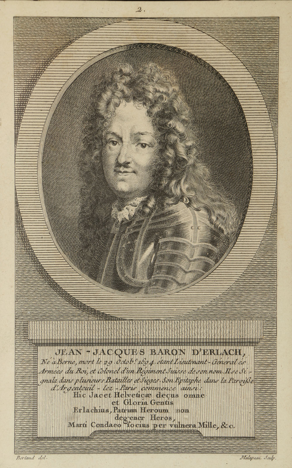 After Claude-Nicolas Malapeau Etching on Paper "Jean-Jacques Baron D'Erlach"