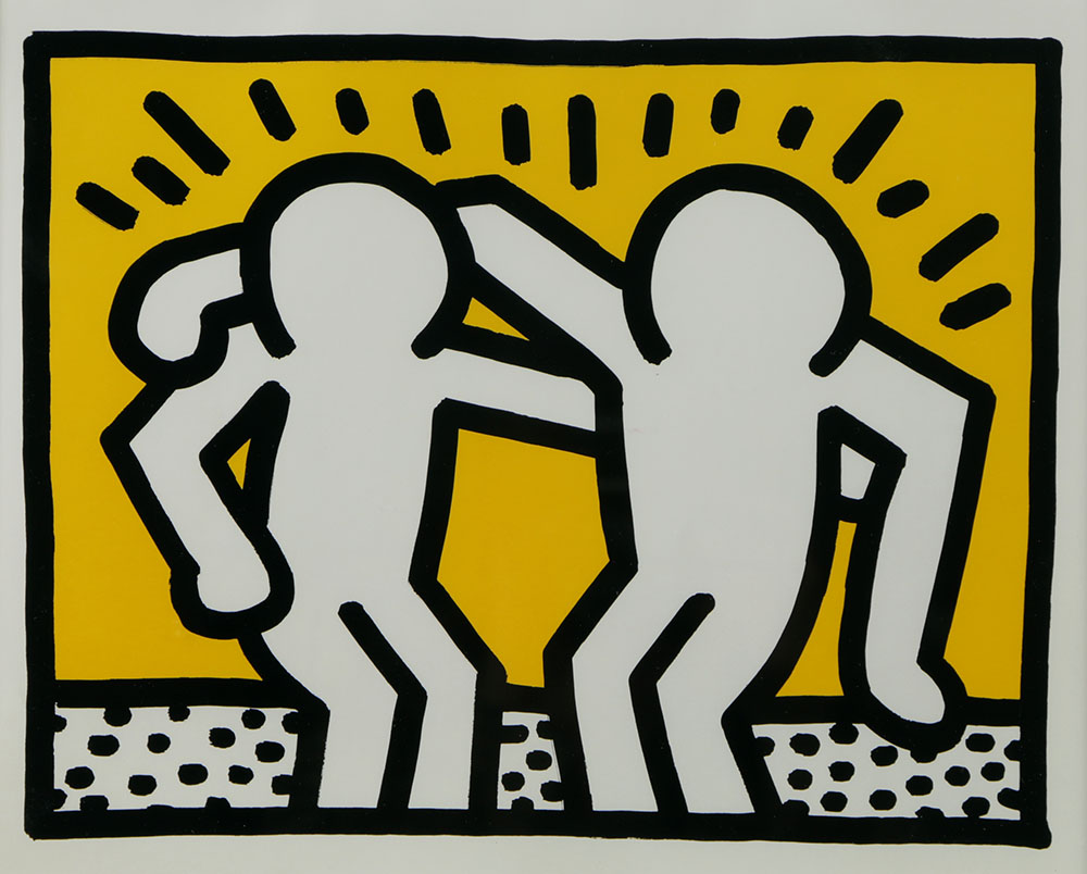 After Keith Haring Reproduction Print on Aluminum "Best Buddies"