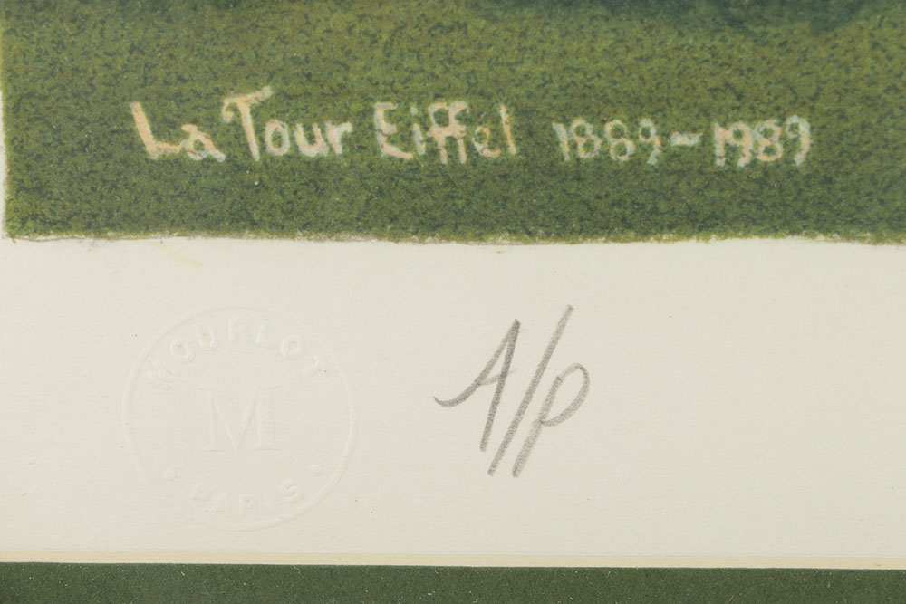 Bill Powell Limited Edition Lithograph on Paper "La Tour Eiffel"