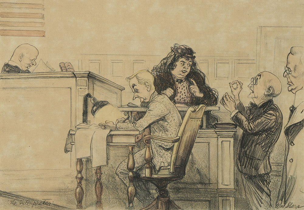 After William Sharp Lithograph on Paper with Painted Embellishments "The Interpreter"