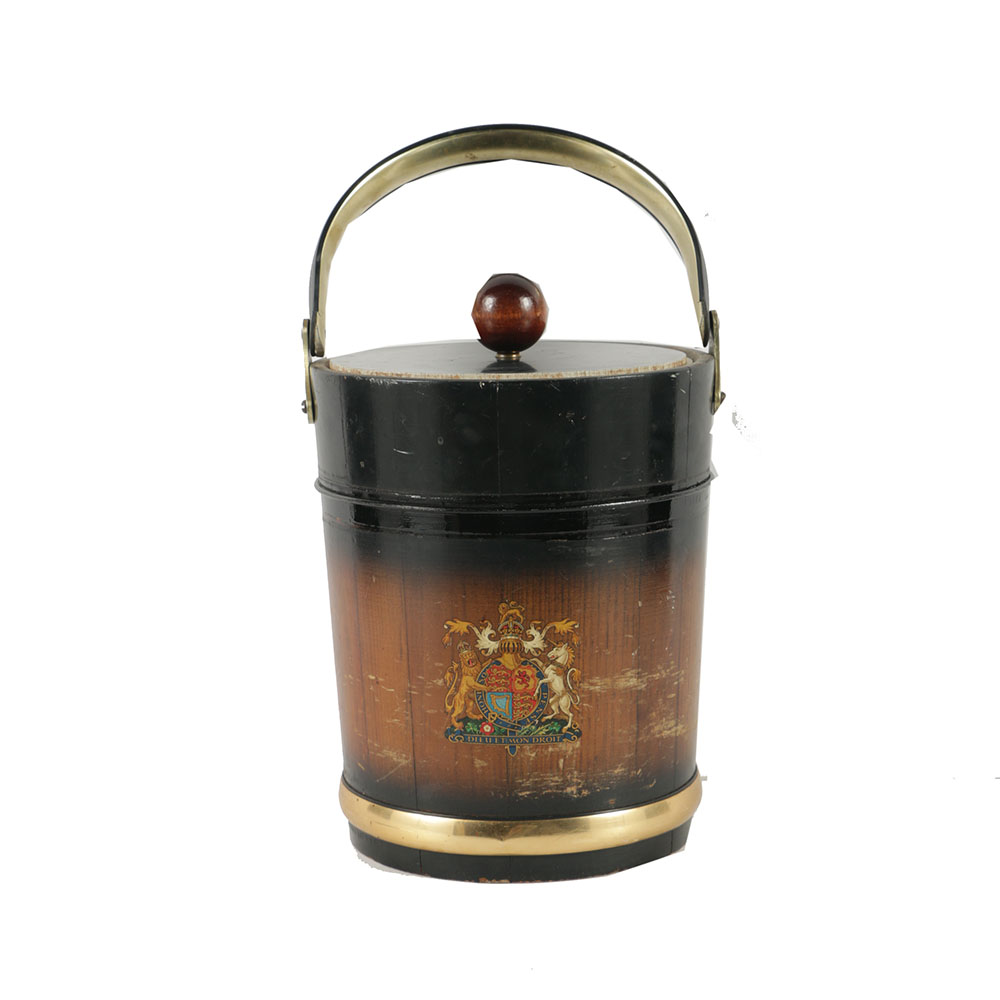 Barrel-Shaped Ice Bucket with British Royal Coat of Arms