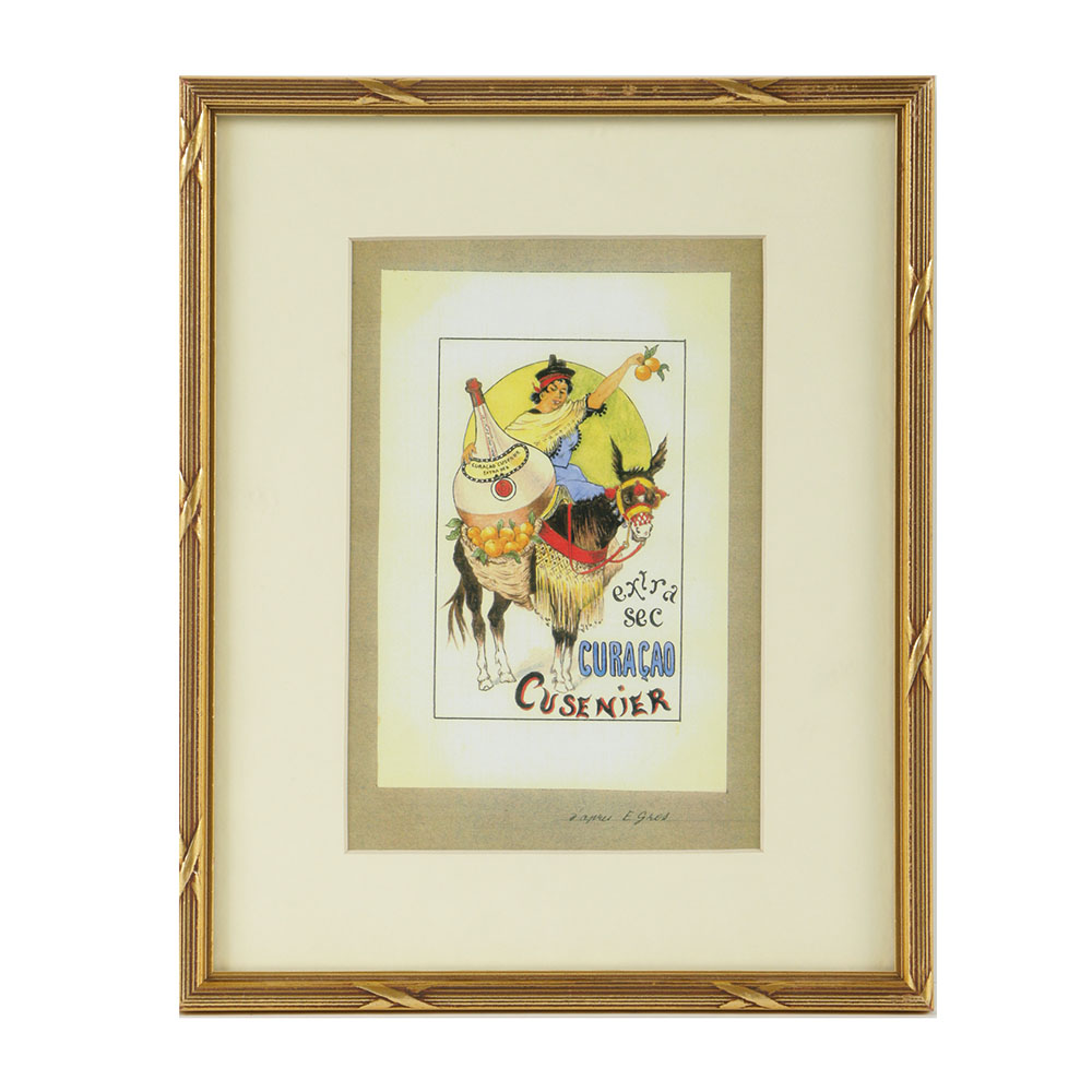 After E. Gros Offset Lithograph of Curaçao Cusenier Advertisement