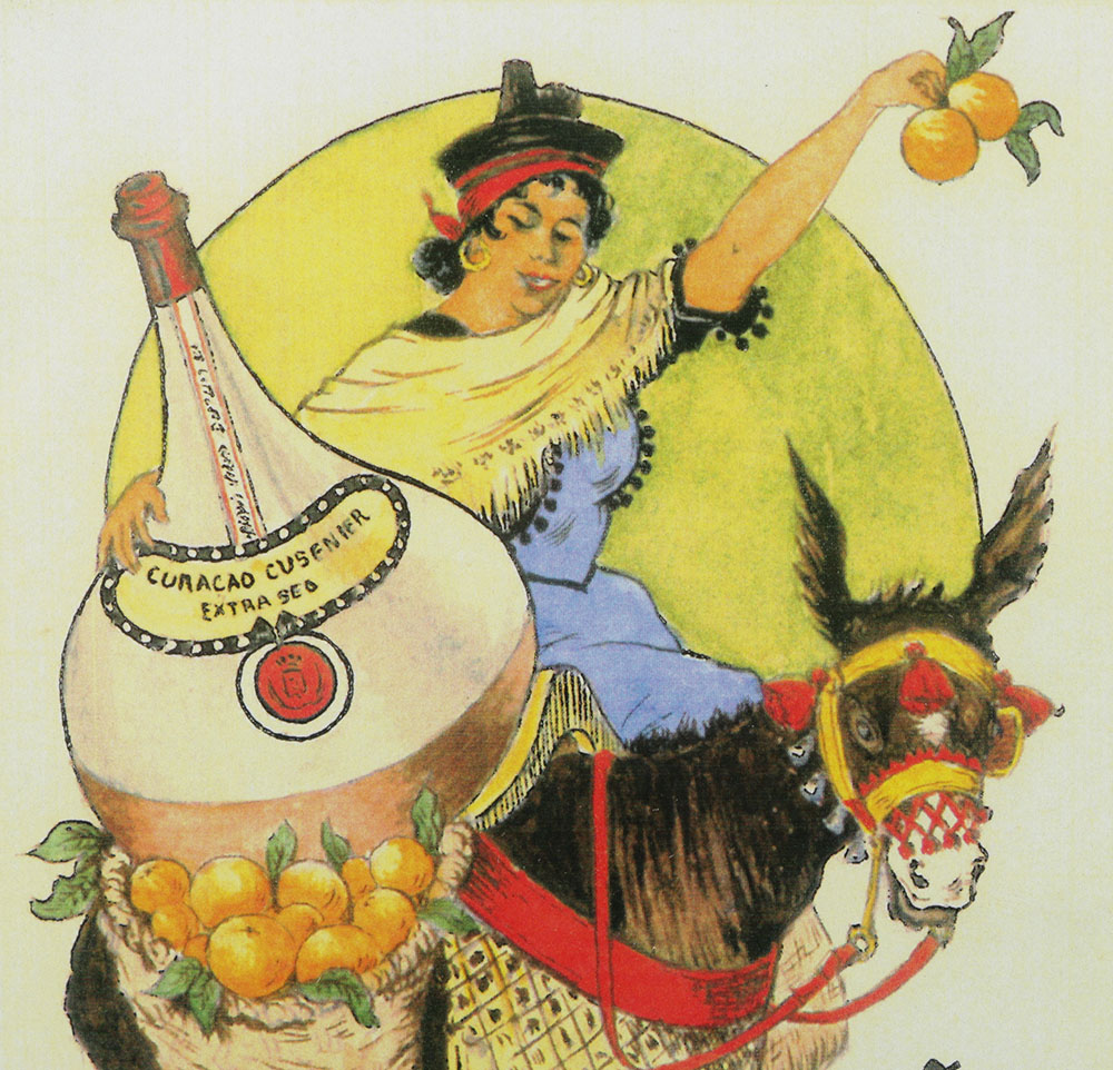 After E. Gros Offset Lithograph of Curaçao Cusenier Advertisement