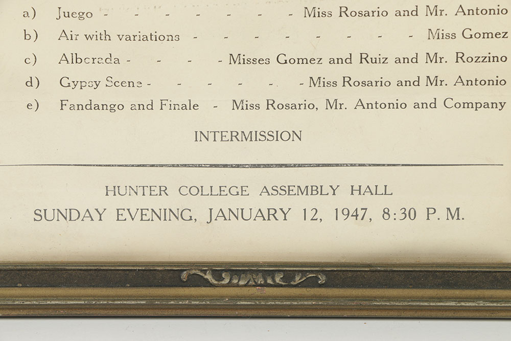 Mid 20th-Century Flamenco Dance Program for Rosario and Antonio