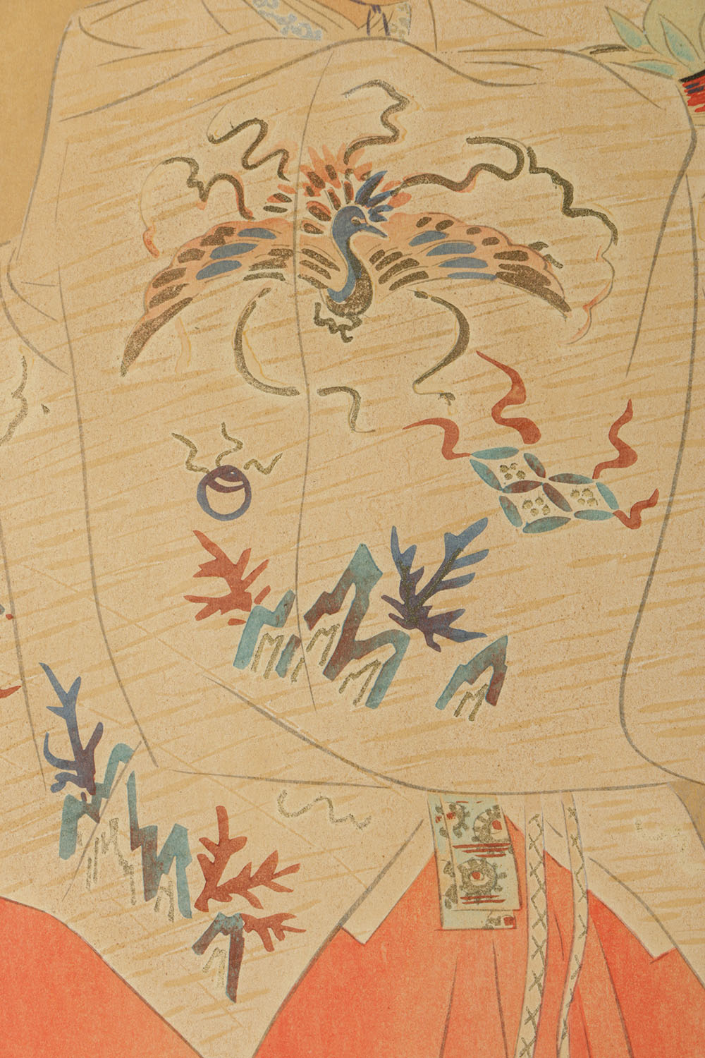 Japanese Watercolor and Ink on Paper of a Noh Performer as Seiōbo, Queen Mother of the West
