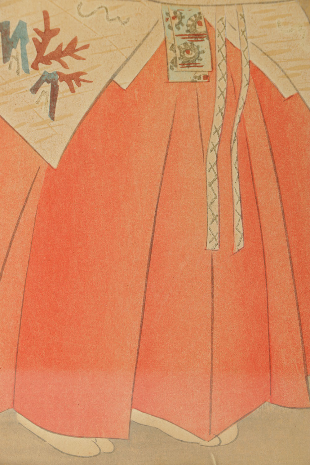 Japanese Watercolor and Ink on Paper of a Noh Performer as Seiōbo, Queen Mother of the West