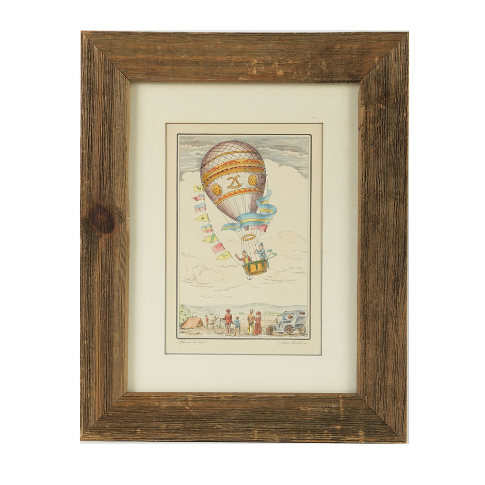 Franco Rainaldi Hand Colored Etching on paper "Hot-Air Balloons"