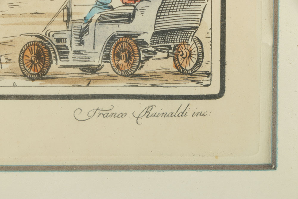 Franco Rainaldi Hand Colored Etching on paper "Hot-Air Balloons"