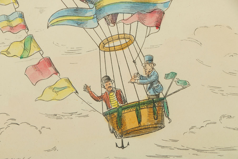 Franco Rainaldi Hand Colored Etching on paper "Hot-Air Balloons"