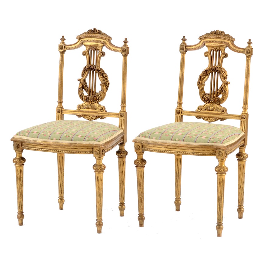 Antique Louis XVI Style Giltwood Salon Chairs