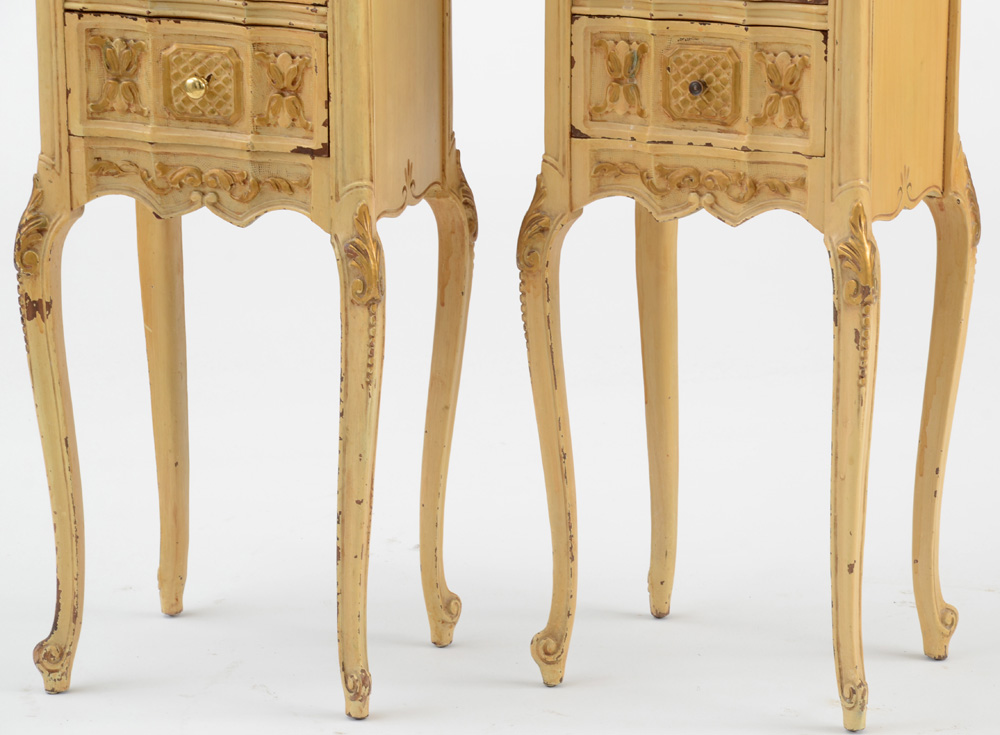 Vintage Louis XV Style Marble Top Commode Stands