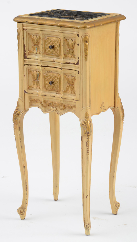 Vintage Louis XV Style Marble Top Commode Stands