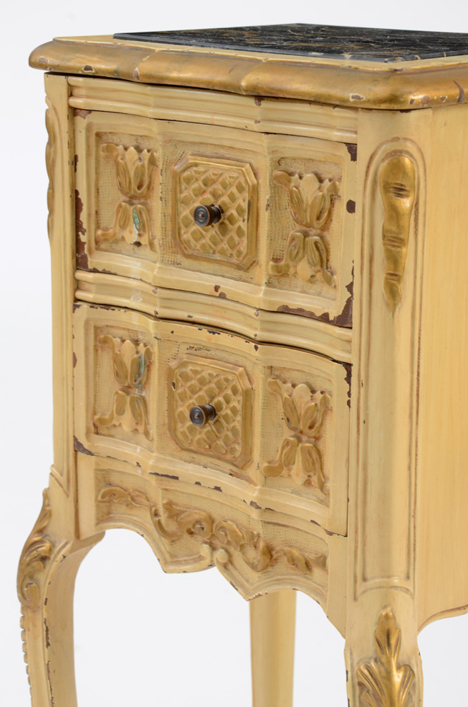 Vintage Louis XV Style Marble Top Commode Stands