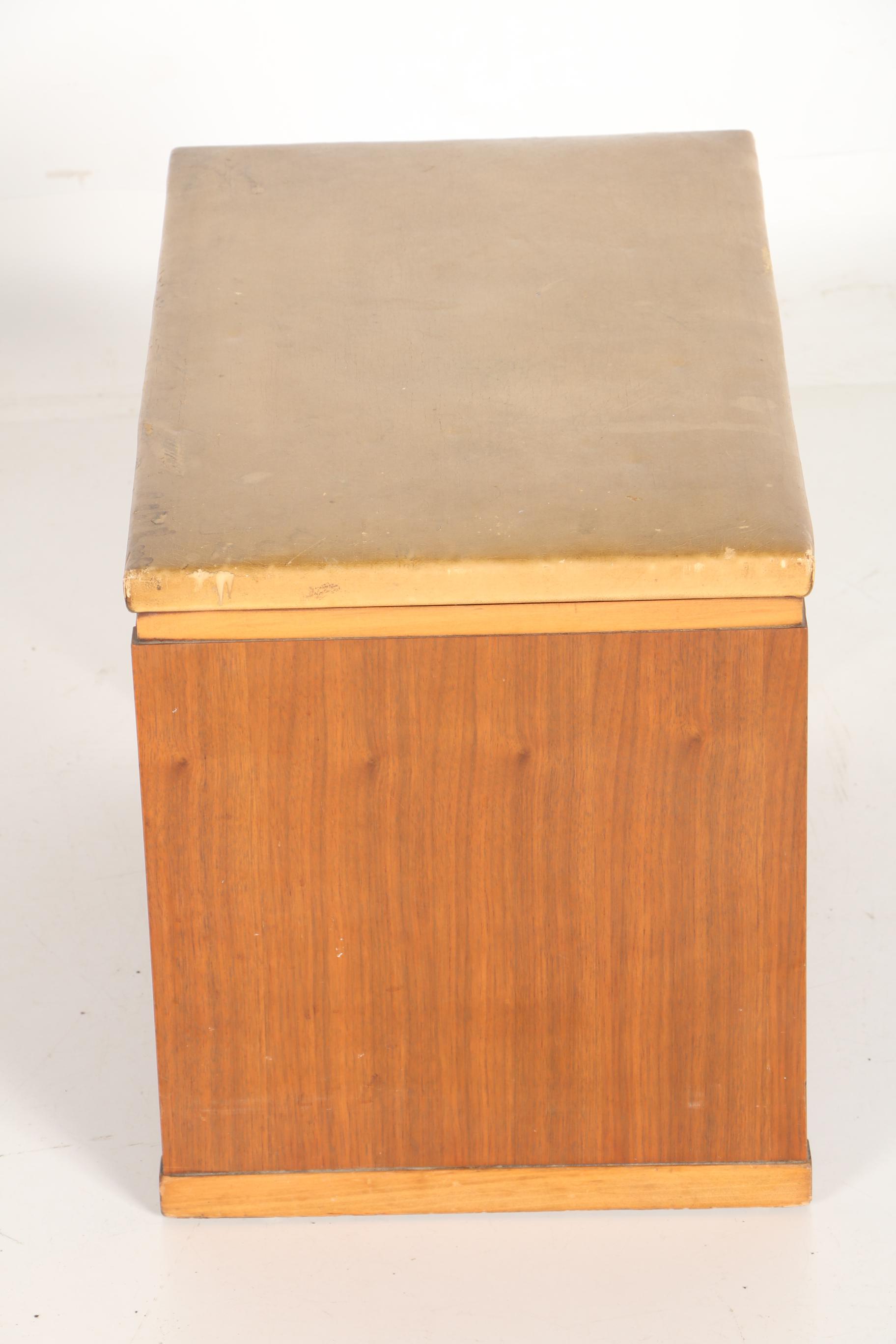 Vintage Wood and Leather Storage Ottoman
