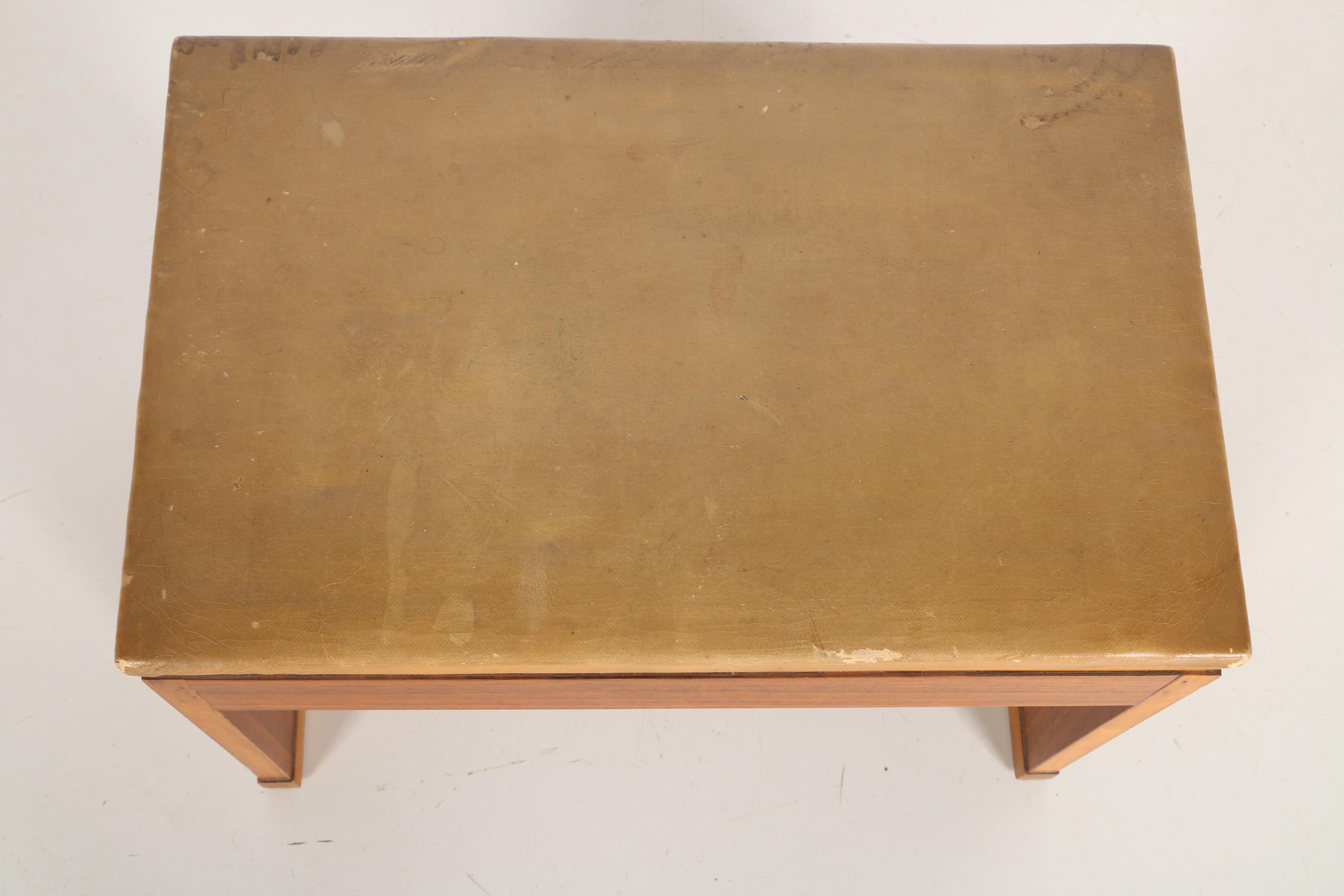 Vintage Wood and Leather Storage Ottoman