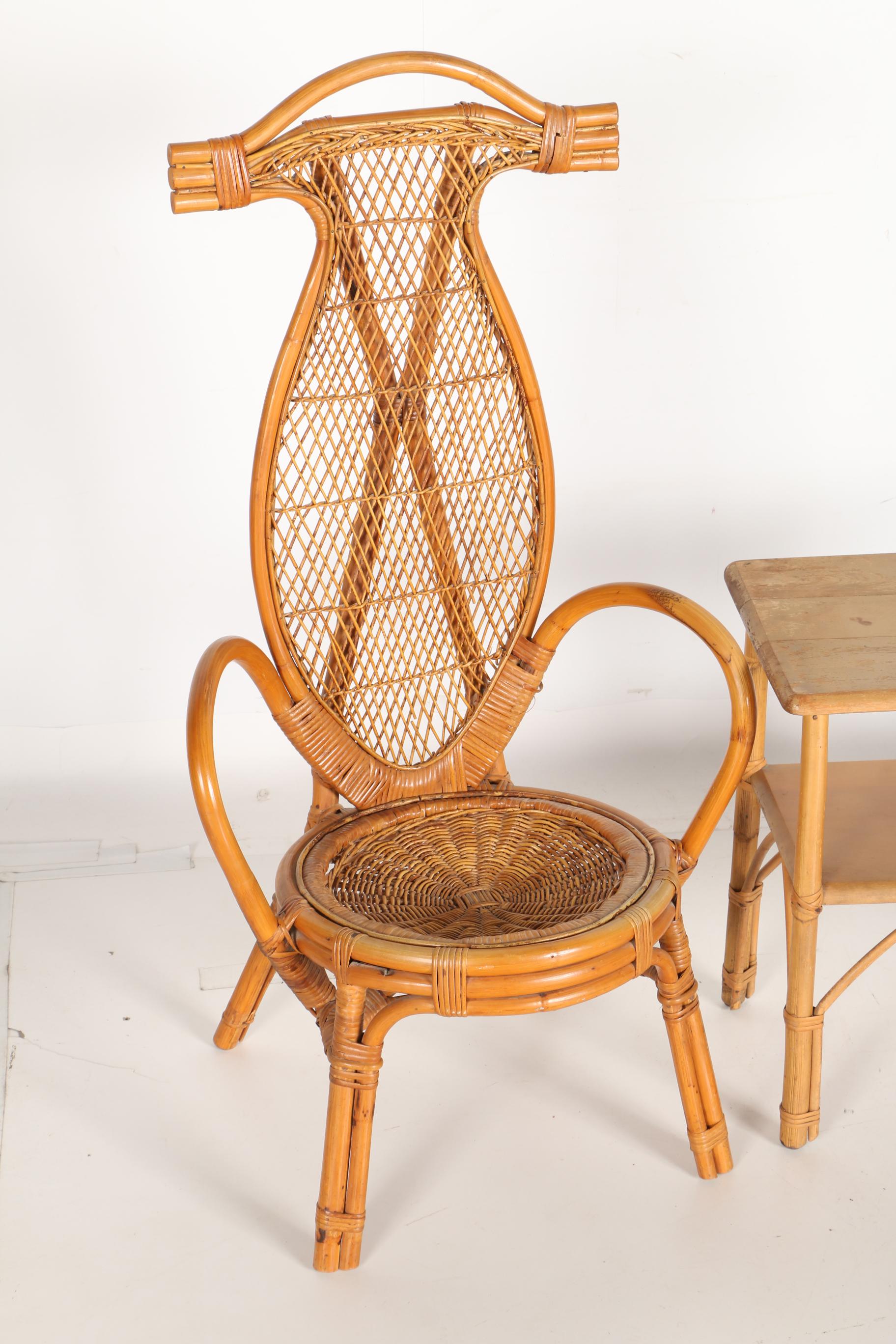 Bamboo Wicker Armchairs and Table