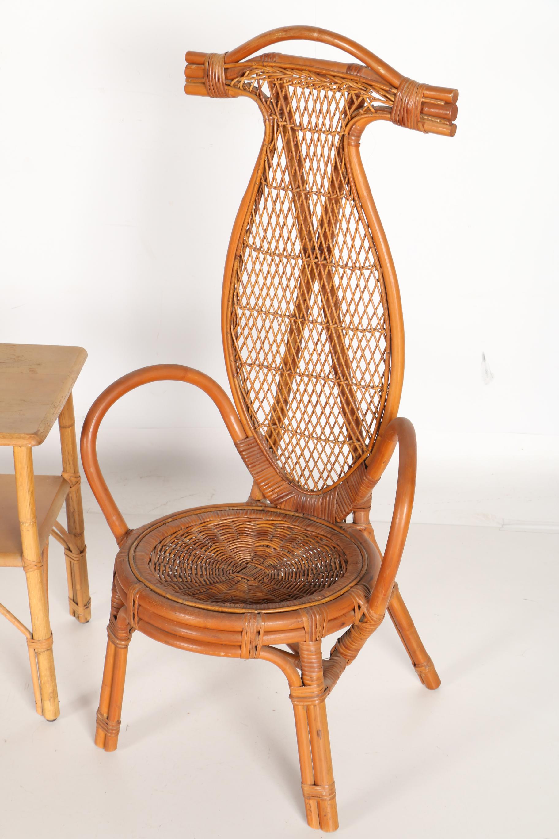 Bamboo Wicker Armchairs and Table