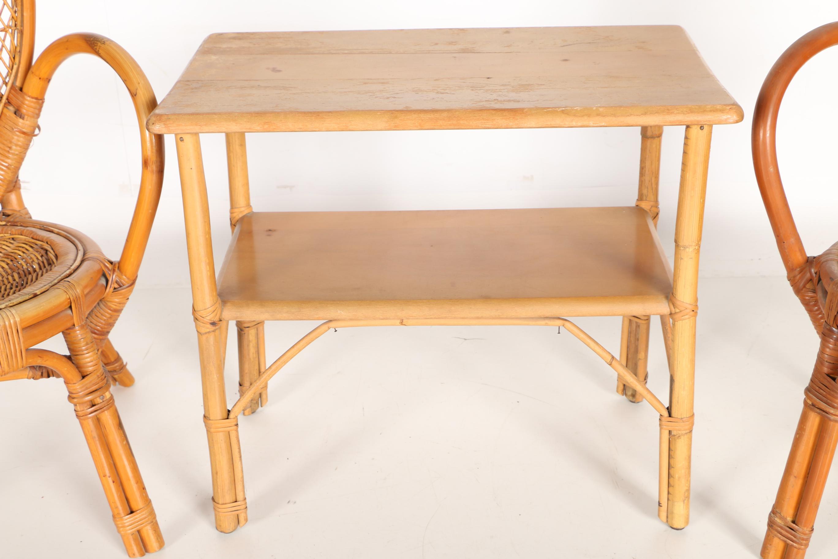 Bamboo Wicker Armchairs and Table