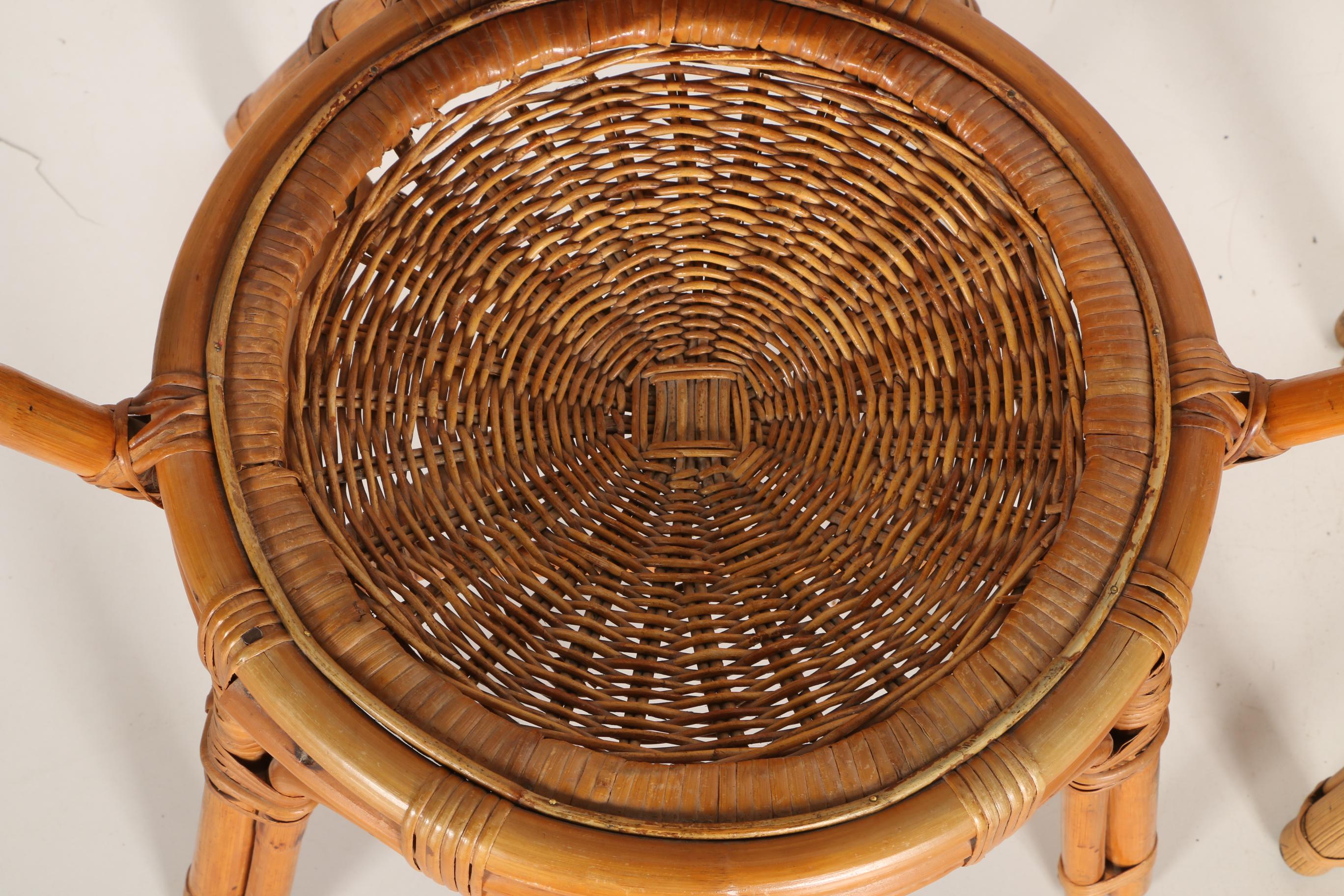 Bamboo Wicker Armchairs and Table