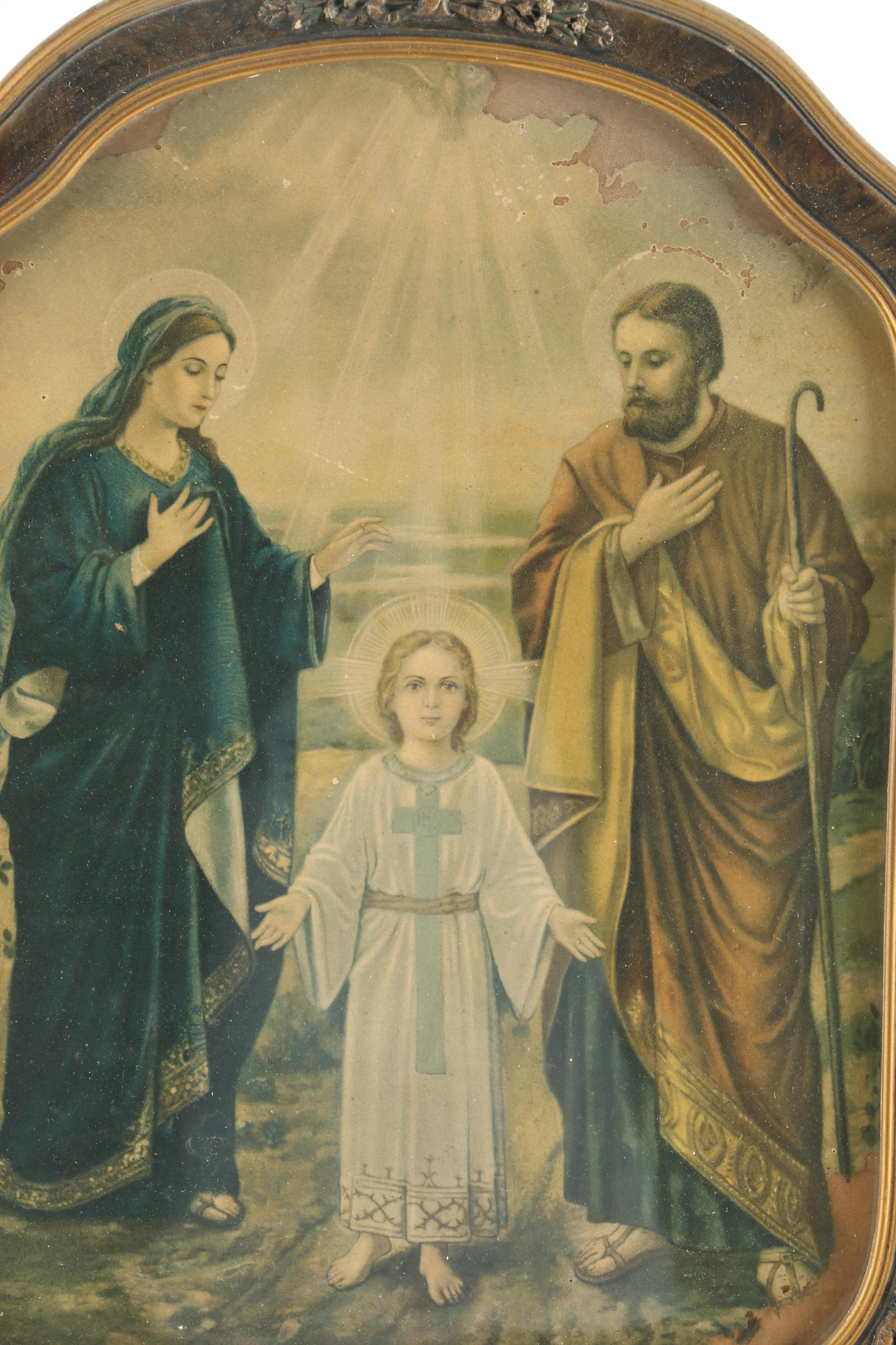Offset Lithograph of Virgin Mary, Joseph, and Jesus