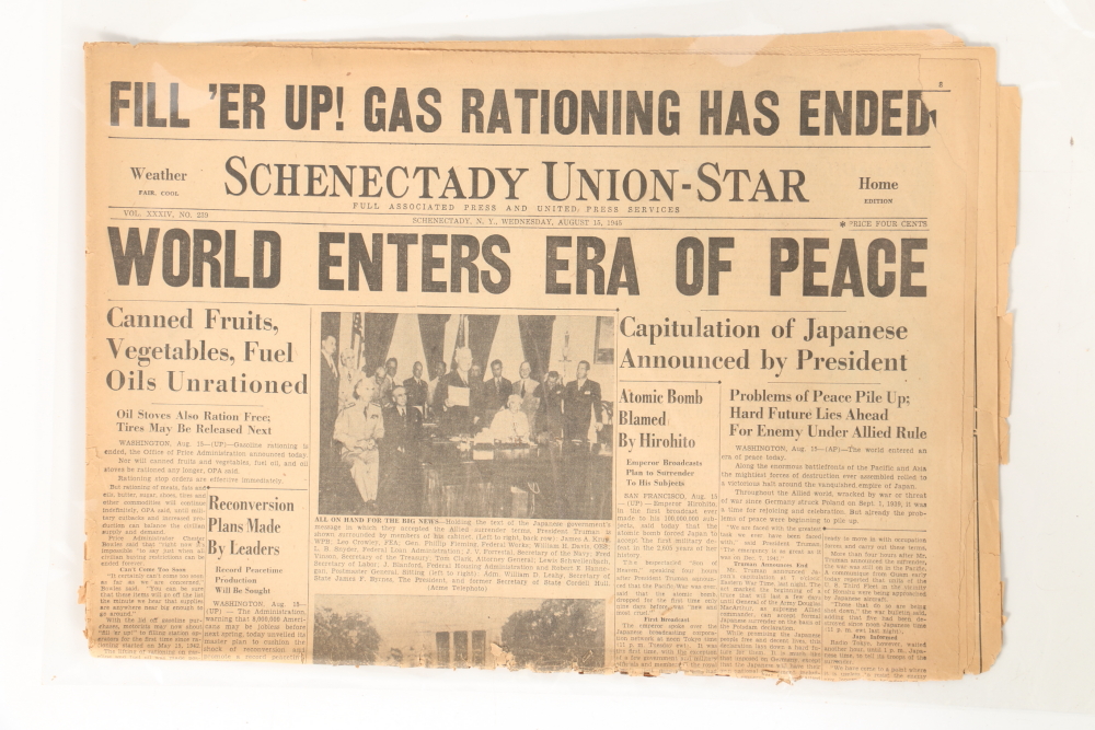 Collection of WWII Newspaper Headlines Featuring Hiroshima