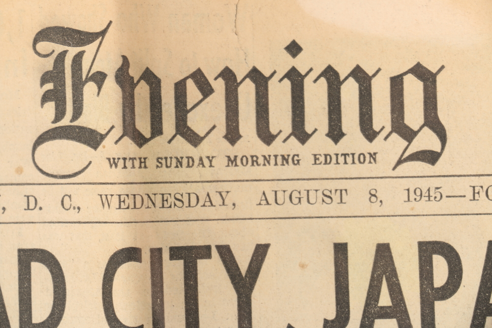 Collection of WWII Newspaper Headlines Featuring Hiroshima