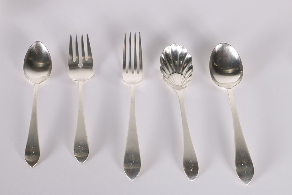 Dominick and Haff "Broad Antique" Sterling Silver Flatware Set With Presentation Case