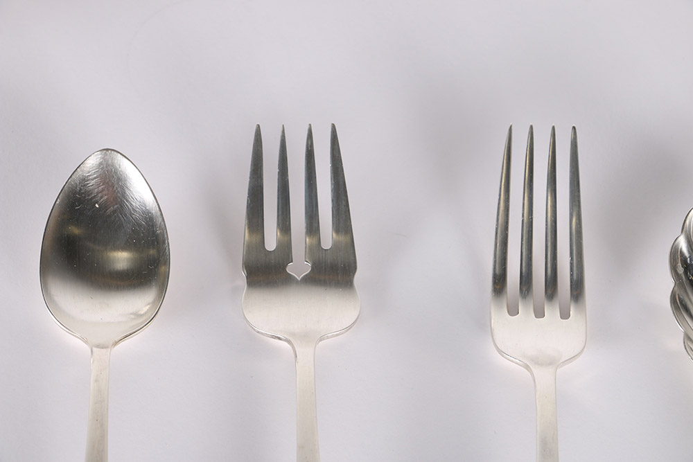 Dominick and Haff "Broad Antique" Sterling Silver Flatware Set With Presentation Case