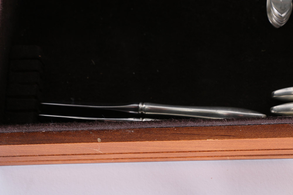 Dominick and Haff "Broad Antique" Sterling Silver Flatware Set With Presentation Case