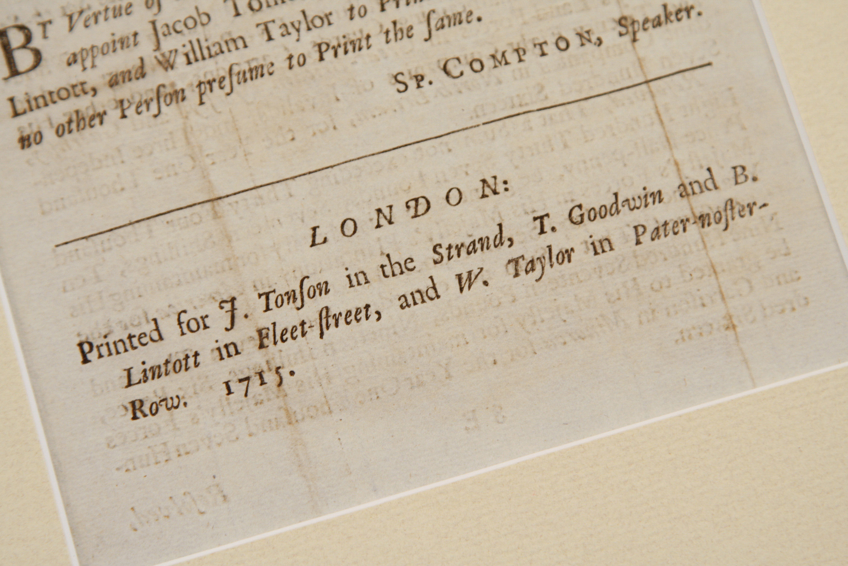 1715 Folio Documenting the Votes of the House of Commons Regarding Related Jacobite Uprising