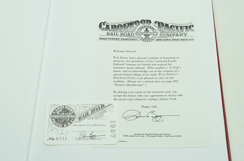 Signed "Walt Disney's Railroad Story" Hardcover Book