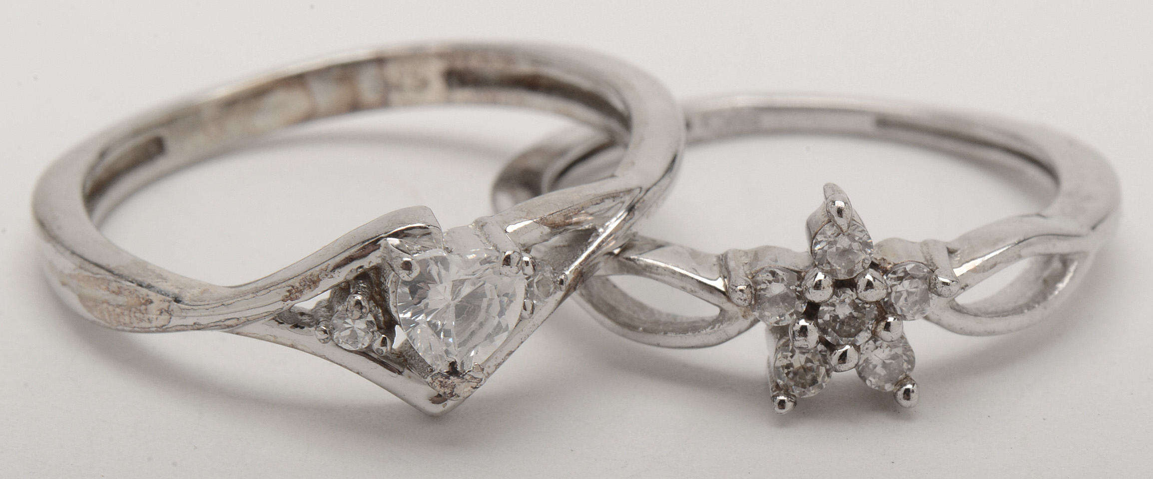 Sterling Rings and Earrings With Crystal Accents