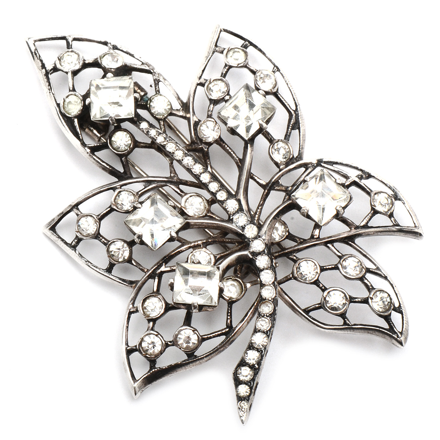 1940s Eisenberg Sterling Leaf Fur Clip