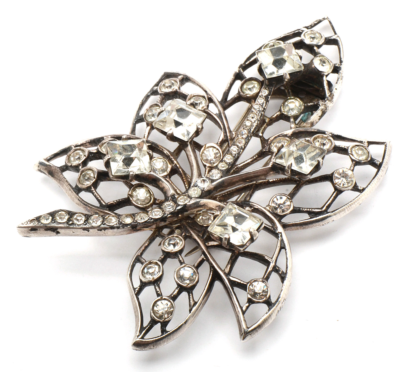 1940s Eisenberg Sterling Leaf Fur Clip