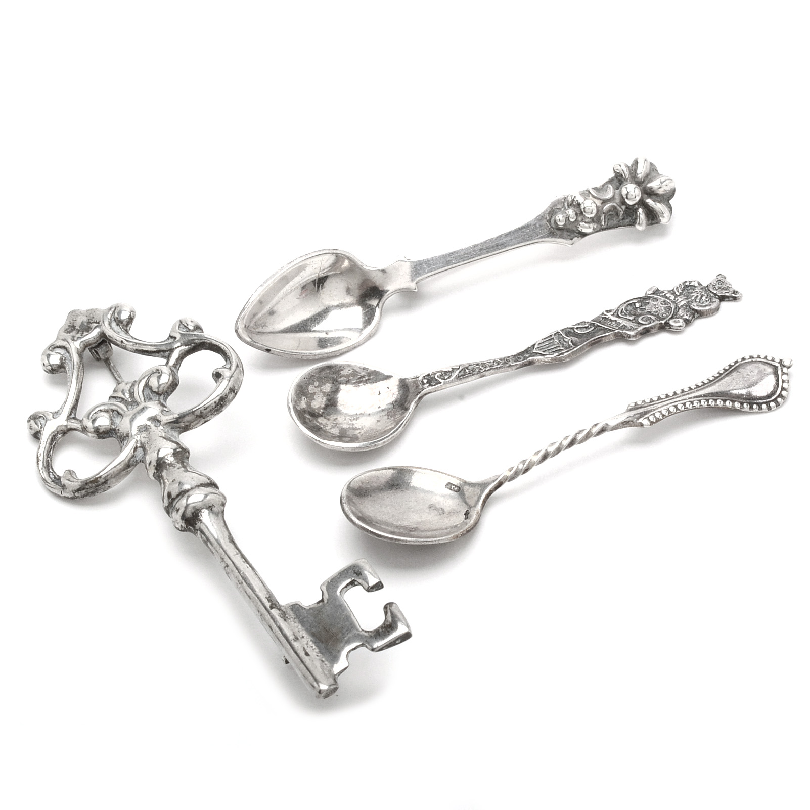 Sterling Silver Brooches and Salt Spoons