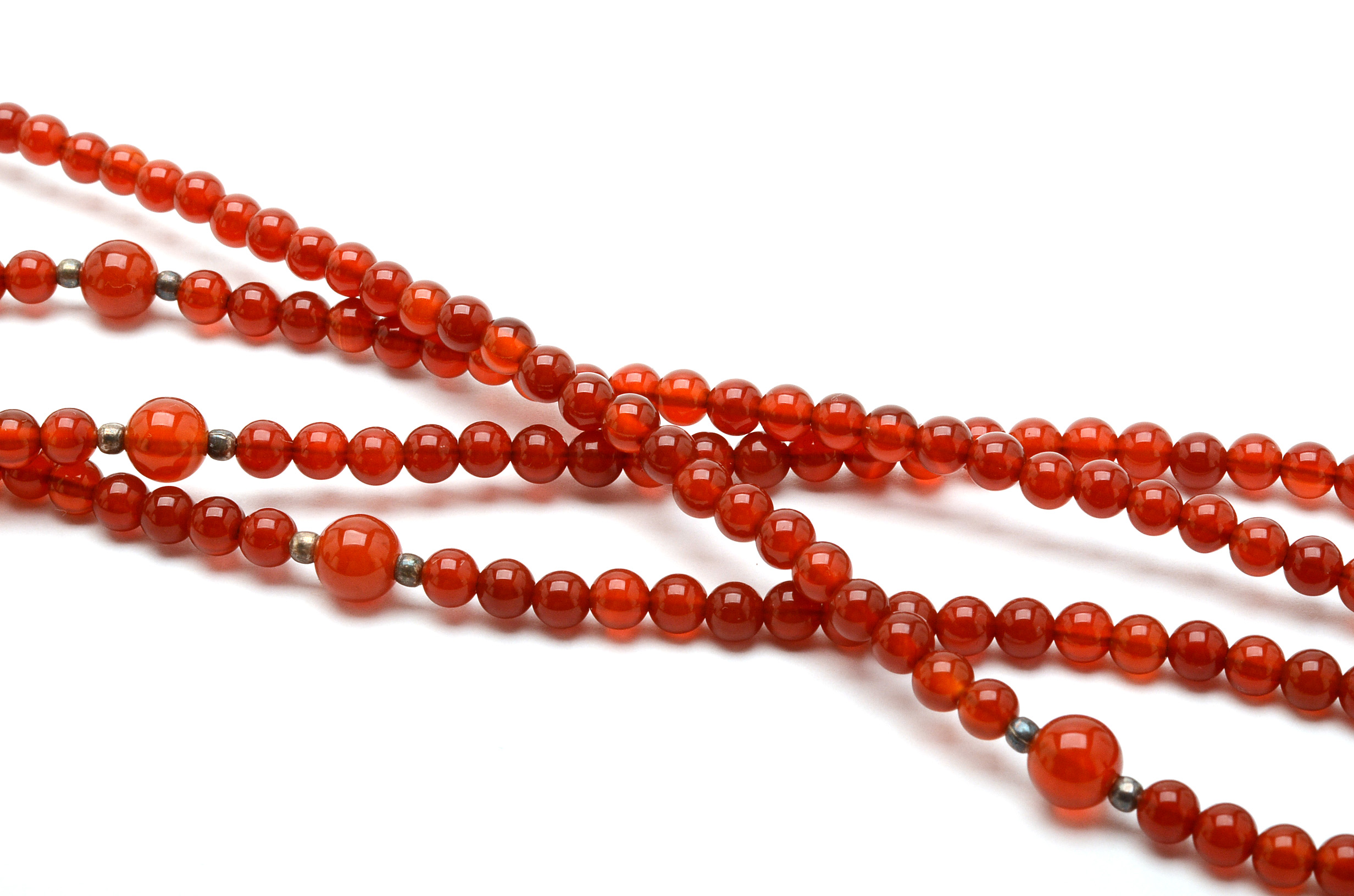 Sterling Carnelian Beaded Necklace Made in India