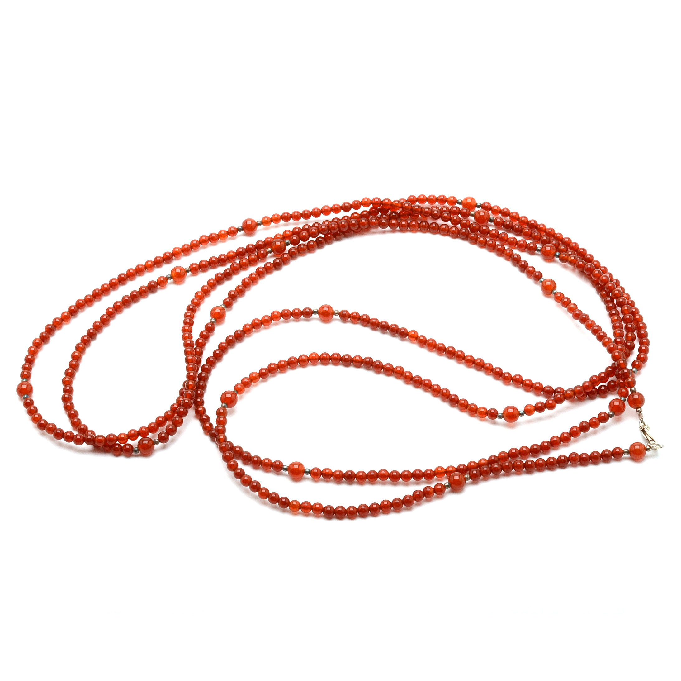 Sterling Carnelian Beaded Necklace Made in India