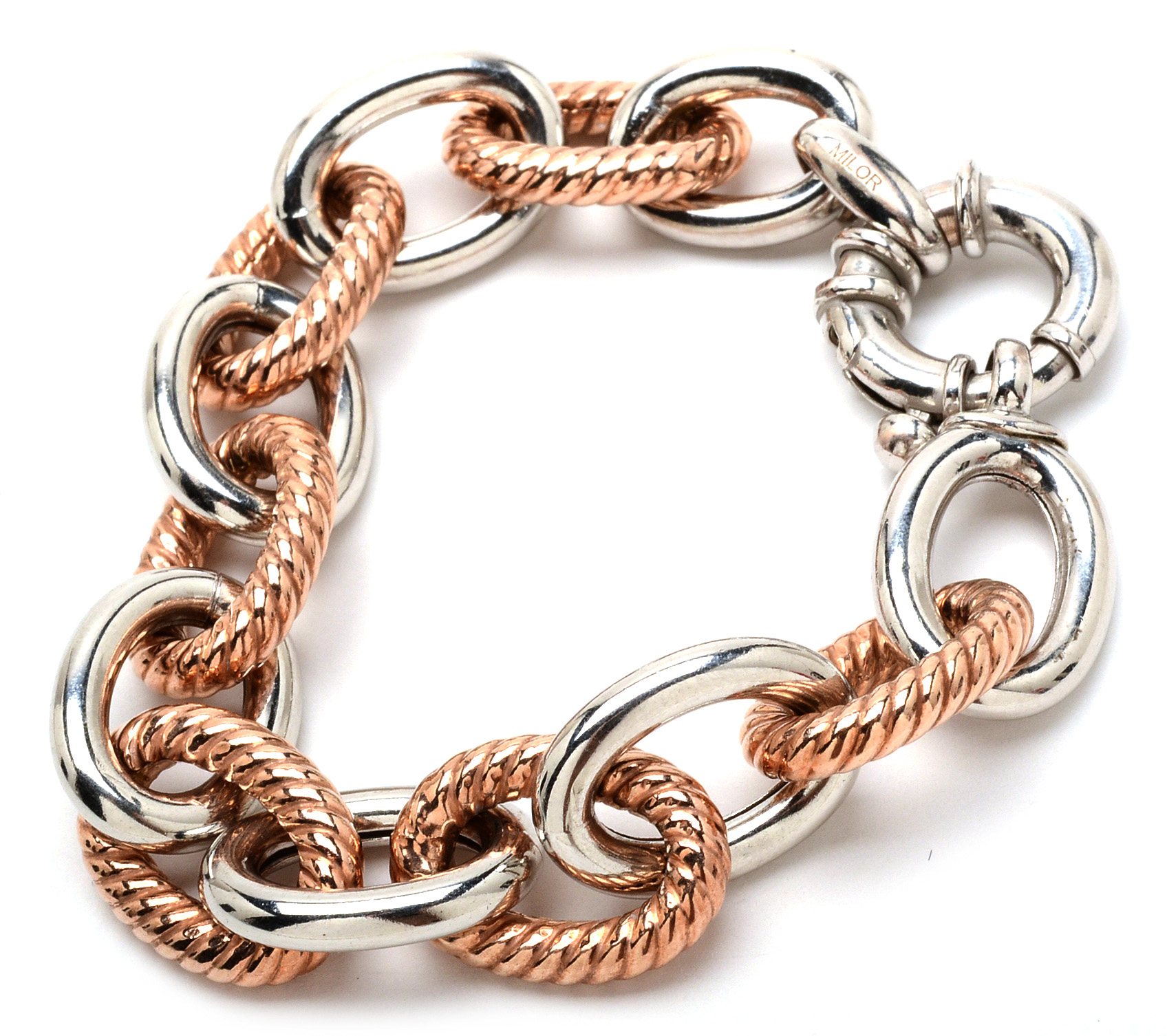 Sterling Link Bracelet and Saki Dyed Pearl Sterling Bracelet