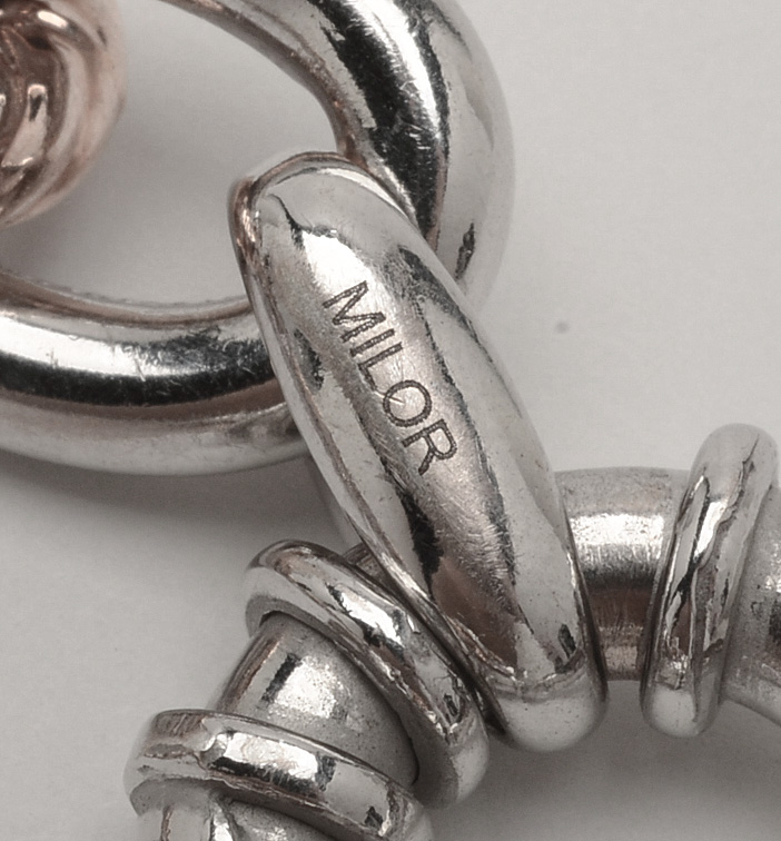 Sterling Link Bracelet and Saki Dyed Pearl Sterling Bracelet