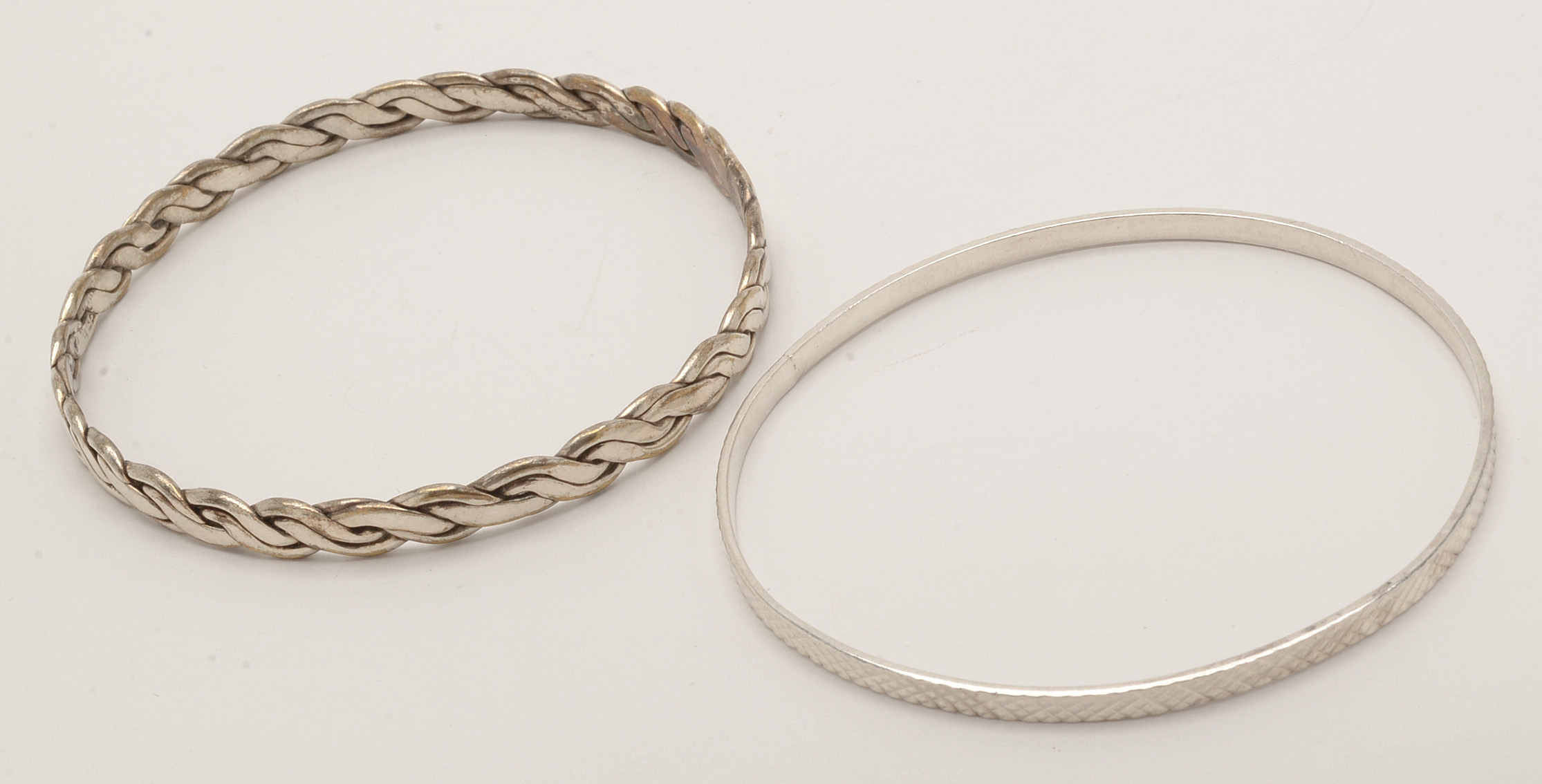 Vintage Mexican Sterling Wide Weave and Bangle Bracelets