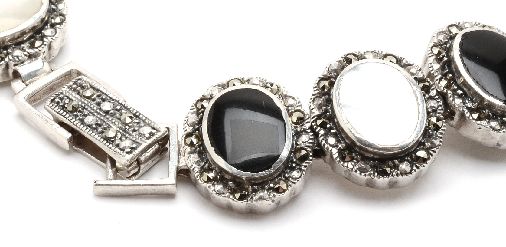 Sterling Silver, Onyx and Marcasite Necklaces