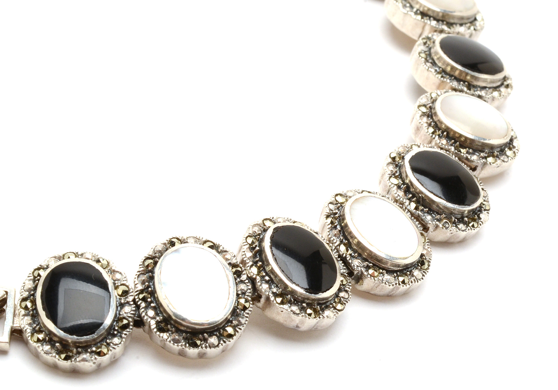 Sterling Silver, Onyx and Marcasite Necklaces