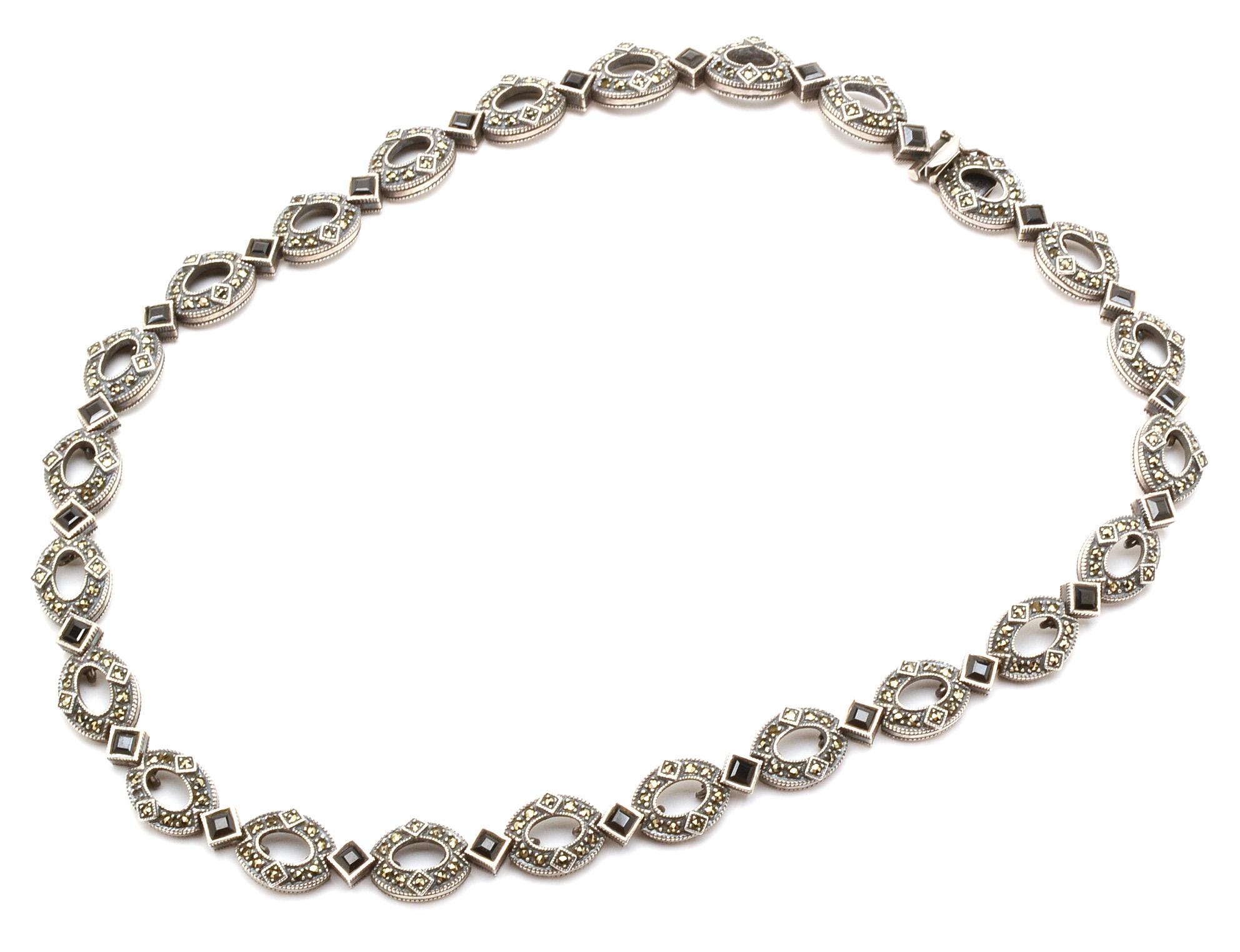 Sterling Silver, Onyx and Marcasite Necklaces