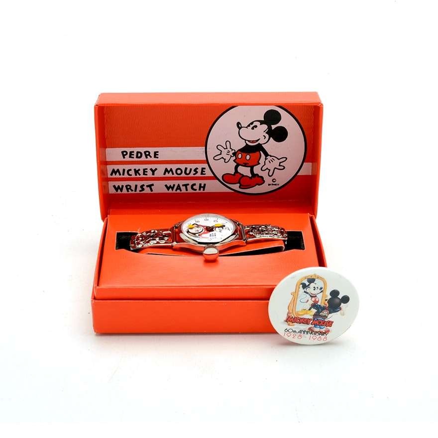 Pedre Mickey Mouse Watch and Button