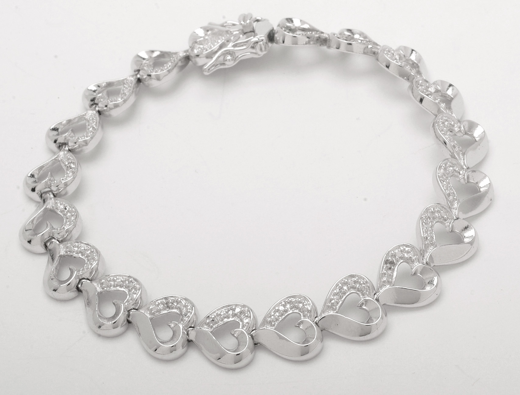 Two Sterling Bracelets with Diamond Accents